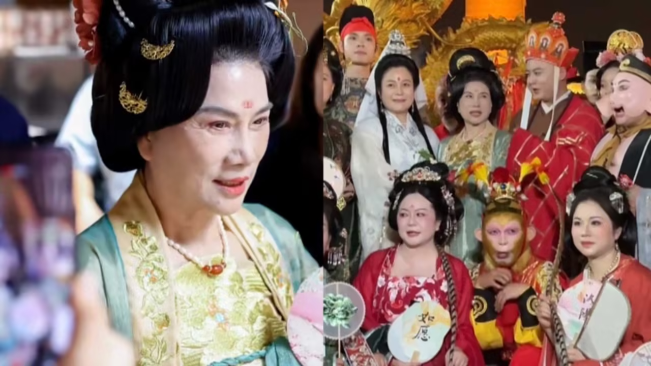 董明珠再访洛阳汉服装扮,与游客亲密合影