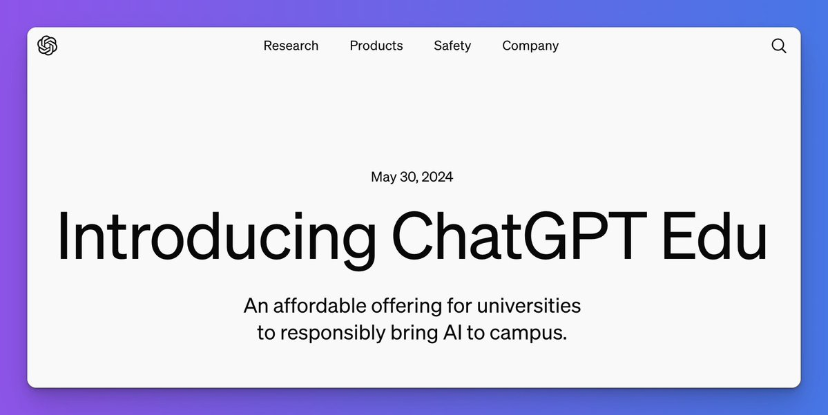 OpenAI推出专为大学设计的ChatGPT Edu版本,数据隐私有保障