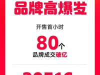 天猫双11首小时战报:80个品牌成交破亿,超3万品牌实现翻倍增长
